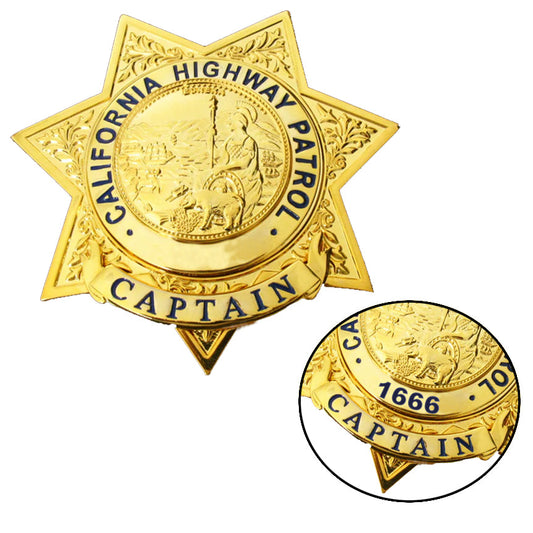 US CHP CAPTAIN California Highway Patrol Abzeichen Replik Film Requisiten anpassbare Nummer
