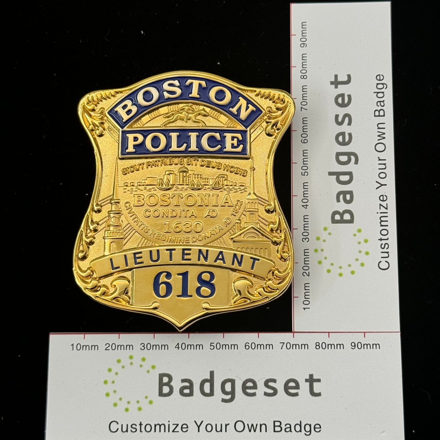 Boston Police Lieutenant Badge Replica Movie Props With Number 618
