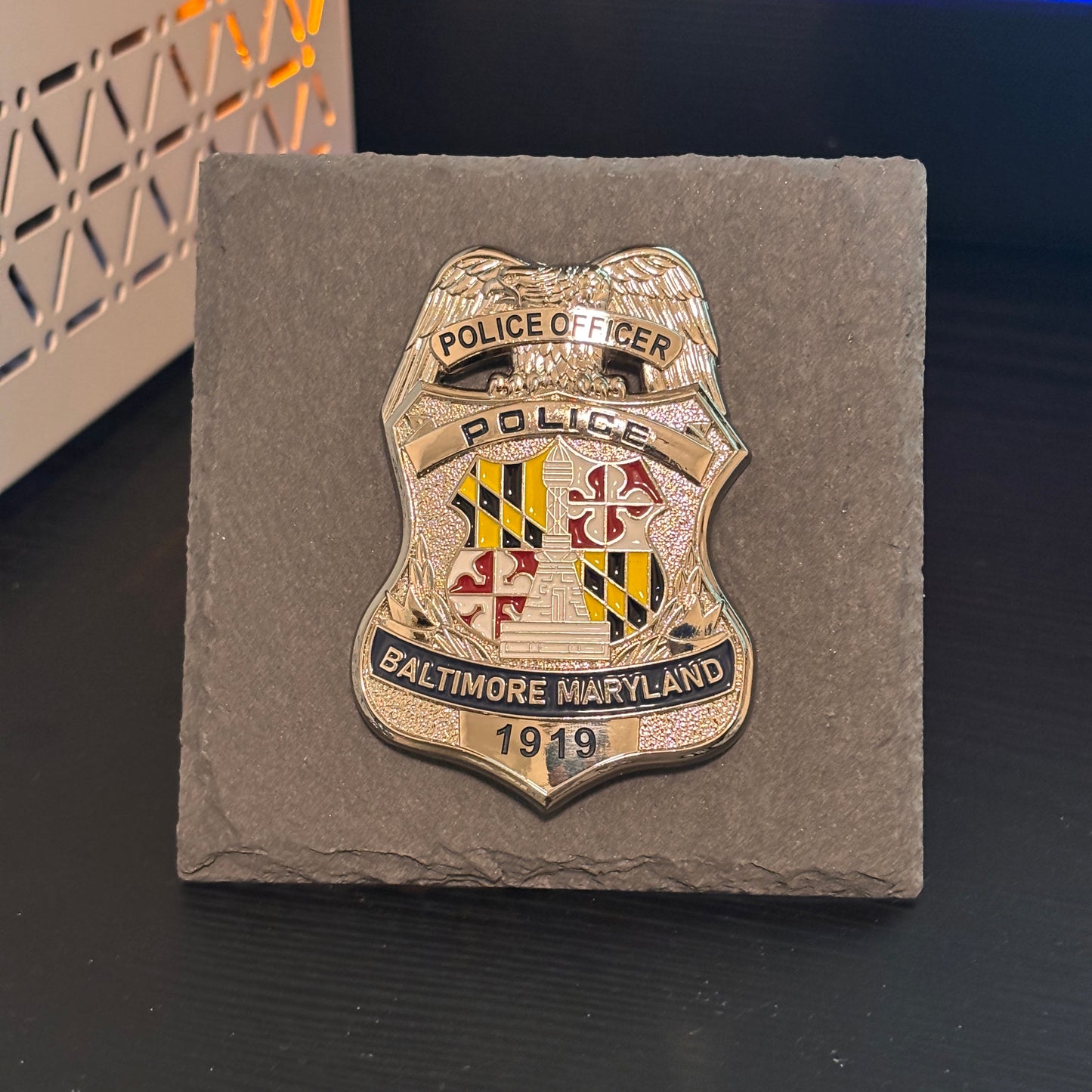 Baltimore maryland police badge Desk Decor,Fathers Day Gift From Daughter, Retirement Gift, Desk Decor