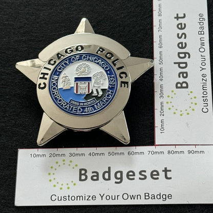 CPD Chicago Réplica de Insignia Utilería de Cine Texto y Número Personalizables