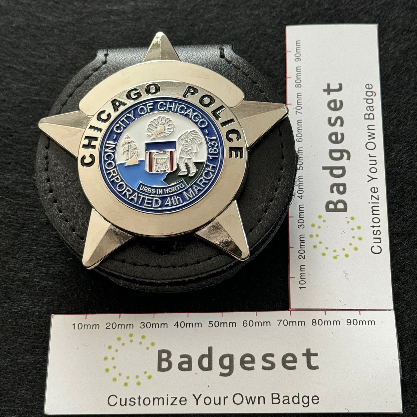 CPD Chicago Réplica de Insignia Utilería de Cine Texto y Número Personalizables