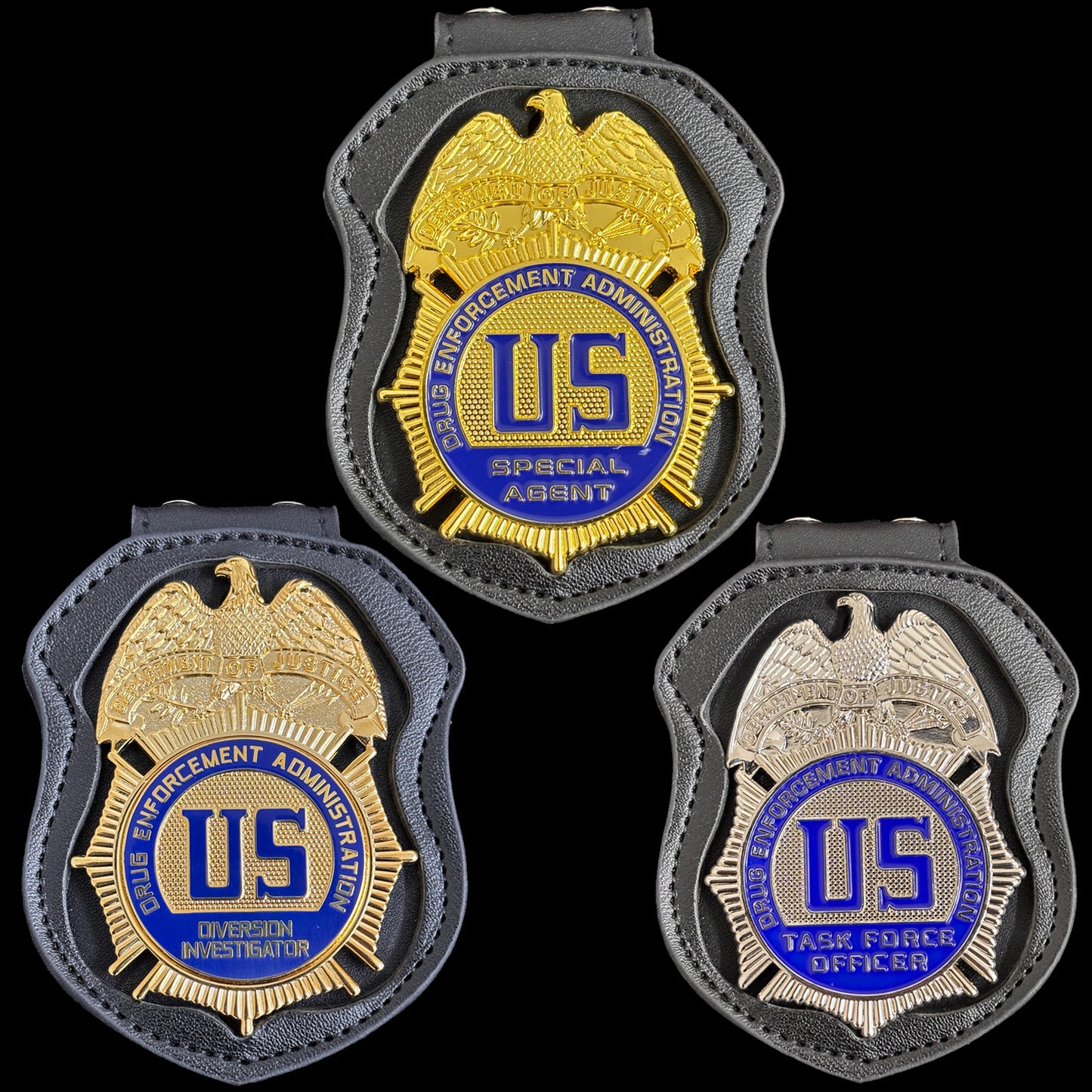 3 US DEA Polizeiabzeichen Set Replika Filmrequisiten