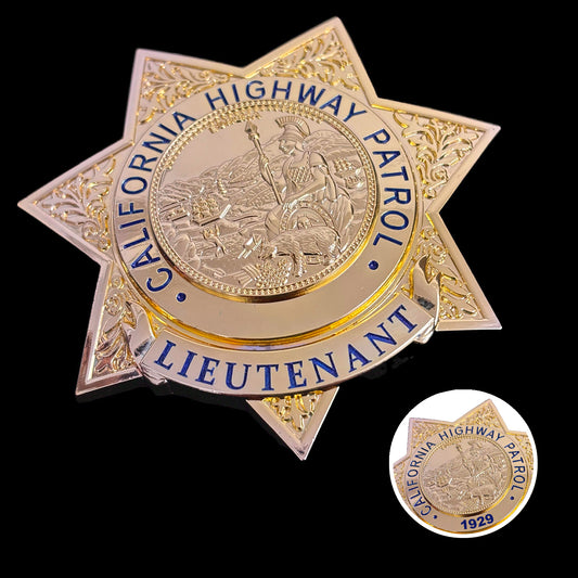 US CHP Lieutenant Highway Patrol Abzeichen Replik Film Requisiten Anpassbare Nummer