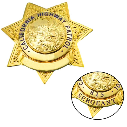 US CHP CAPTAIN California Highway Patrol Abzeichen Replik Film Requisiten anpassbare Nummer &amp; Name