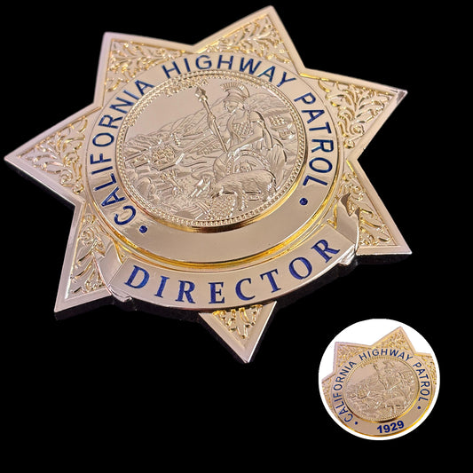 US CHP Direktor Highway Patrol Abzeichen Replik Film Requisiten anpassbare Nummer