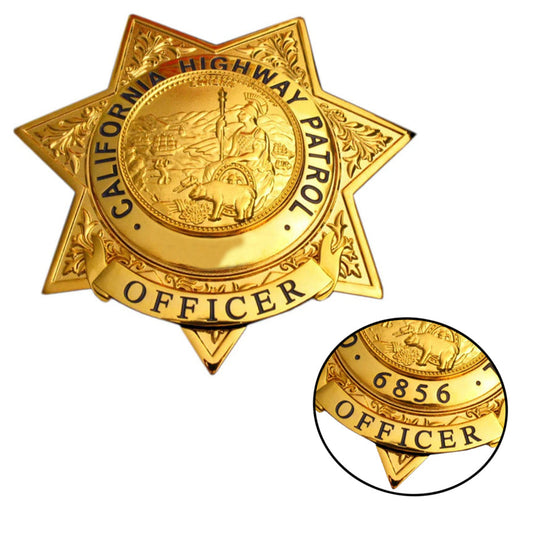 US CHP Officer California Highway Patrol Abzeichen Replik Film Requisiten anpassbare Nummer