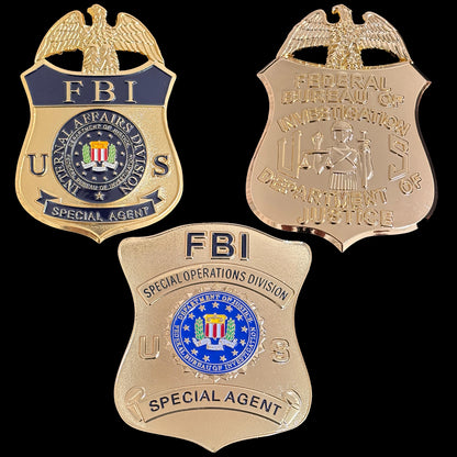 Réplicas de 3 insignias del FBI de utilería de películas