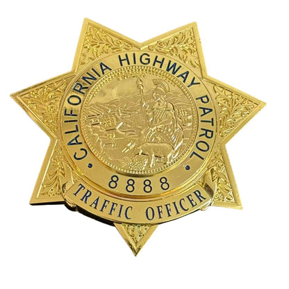 US Traffic Officer CHP Badge Replica Movie Props Customizable Number