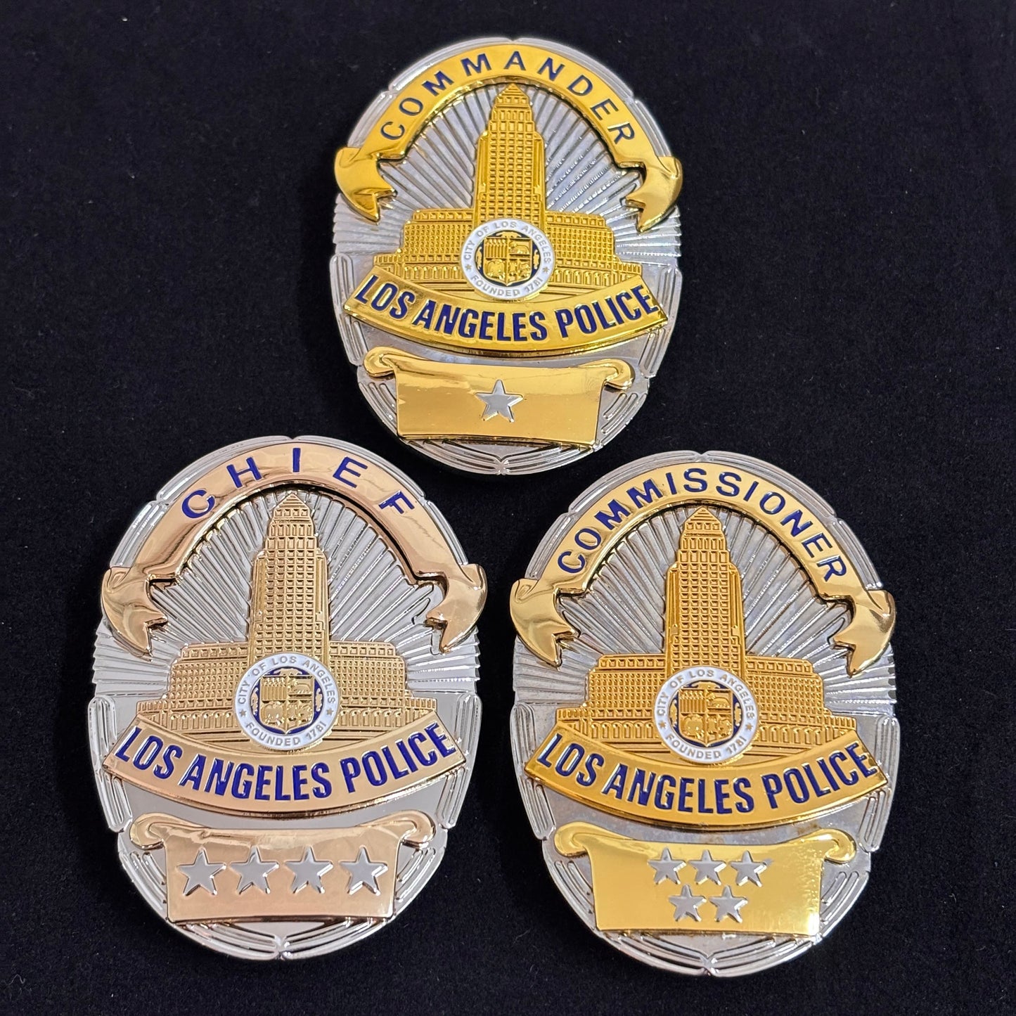 3 LAPD Los Angeles Polizeiabzeichen-Set, Replika-Filmrequisiten