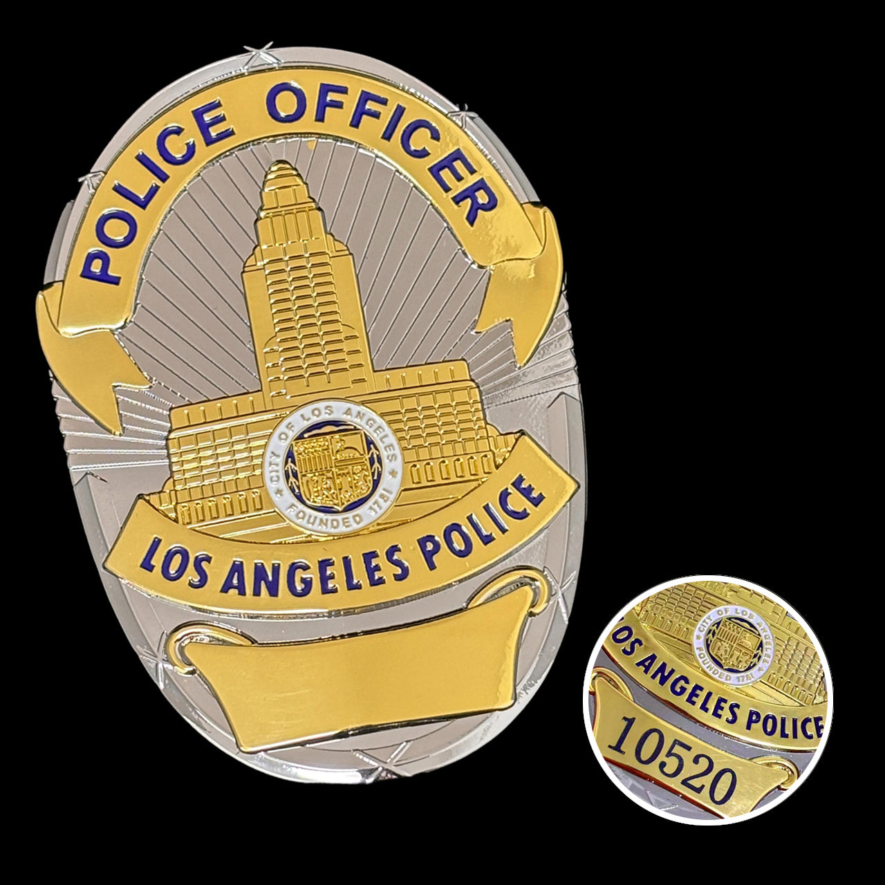 LAPD Los Angeles Polizei Büro Abzeichen anpassbare Nummer