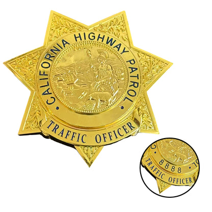 US Traffic Officer CHP Badge Replica Movie Props Customizable Number