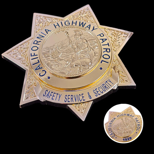 US CHP SAFETY SERVICE &amp; SECURITY California Highway Patrol Badge Replik, Filmrequisiten, anpassbare Nummer