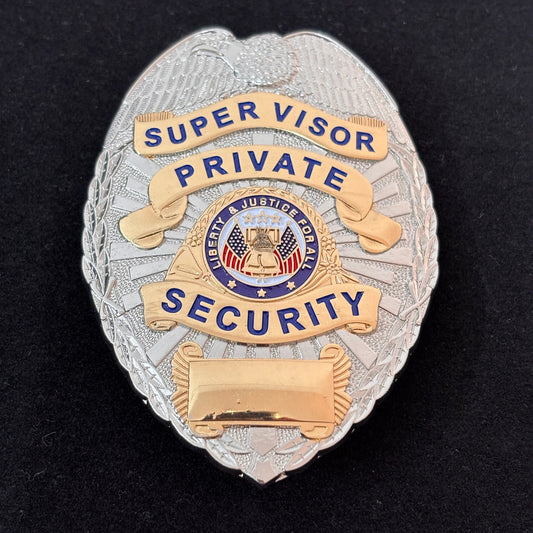 Liberty &amp; Justice For All Supervisor Private Security Badge Replik Filmrequisiten Anpassbare Nummer