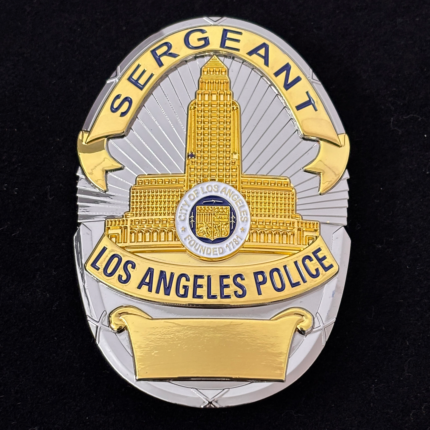 Réplica de la placa de sargento de la policía de Los Ángeles (LAPD), utilería de película, número personalizable
