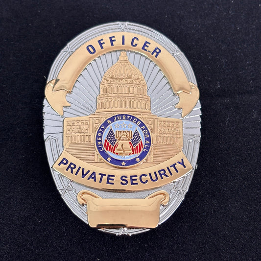 Liberty &amp; Justice For All Officer Private Security Badge Replik Filmrequisiten Anpassbare Nummer