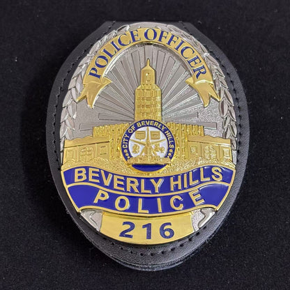 Réplica de la placa de detective de la policía de Beverly Hills con el número 216, utilería de película