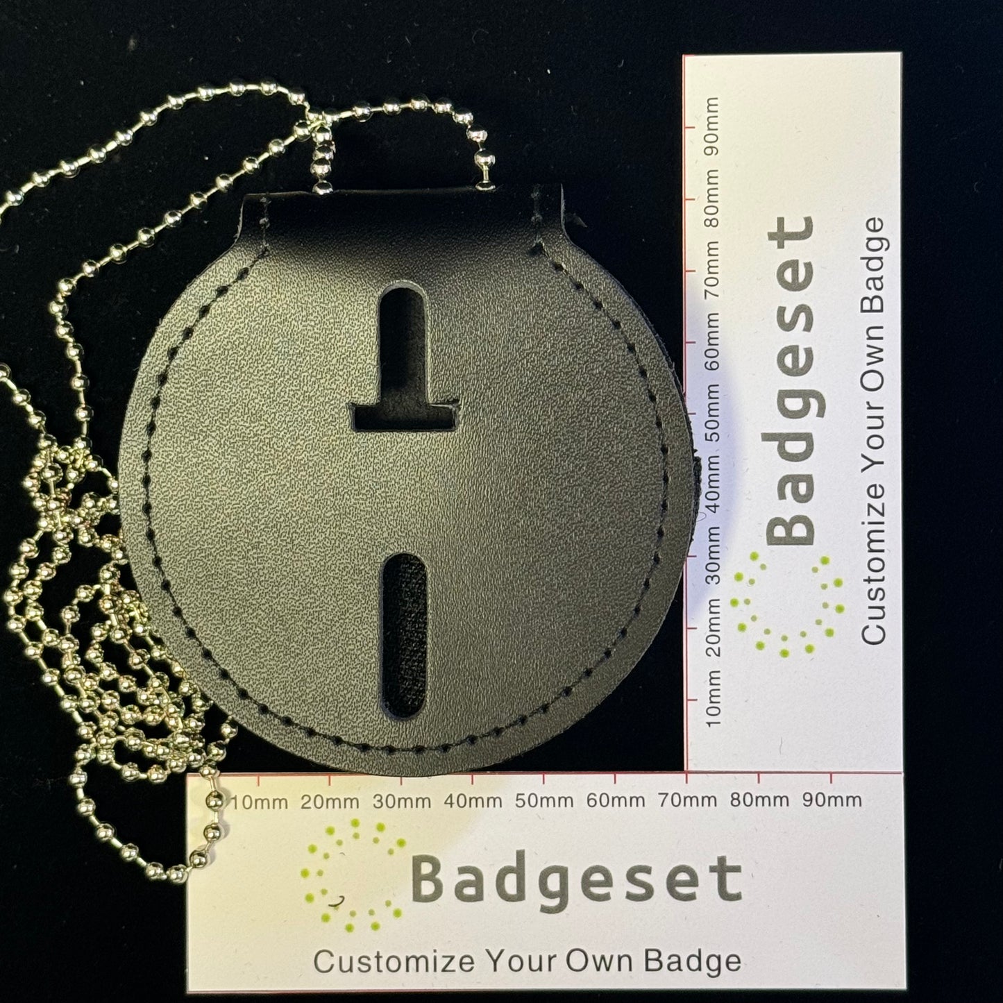 Genuine Leather Embedded Cut-out Holder For Round Police Badges
