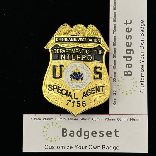 Kriminalpolizei der Interpol Spezialagenten-Abzeichen, Replik, Filmrequisiten Nr. 7156