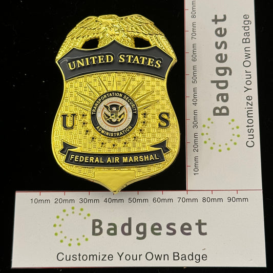 Réplica de la insignia de agente aéreo federal estadounidense, utilería de película
