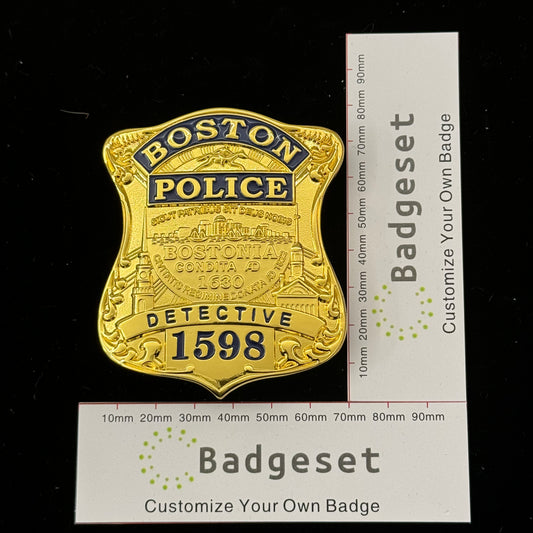 Replika des Bostoner Polizeidetektivabzeichens, Filmrequisiten mit der Nummer 1598