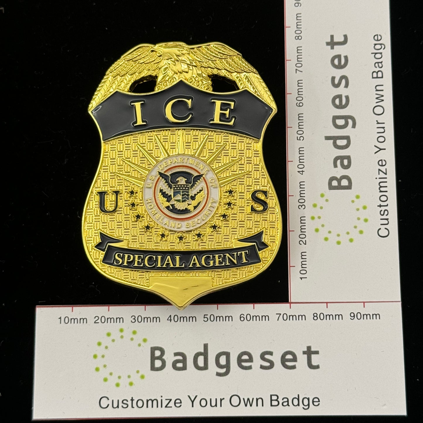 Réplica de Placa de Agente Especial de ICE de EE. UU. Accesorios de Cine Número Personalizable