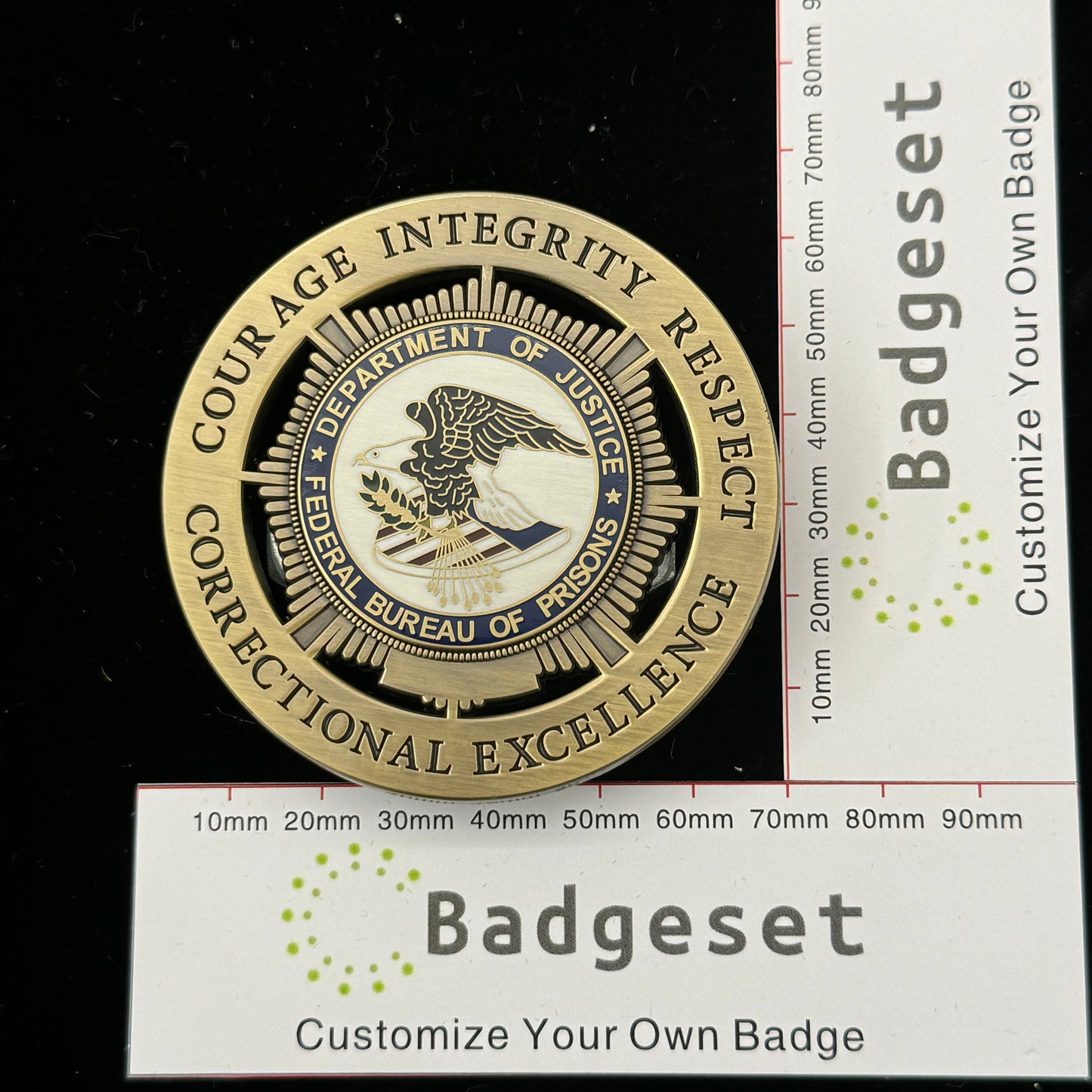Department of Justice Federal Bureau of Prisons Badge anpassbare Nummer