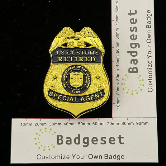 USCUSTOMS RETIRED SPECIAL AGENT Personalable Number Movie requisite badges