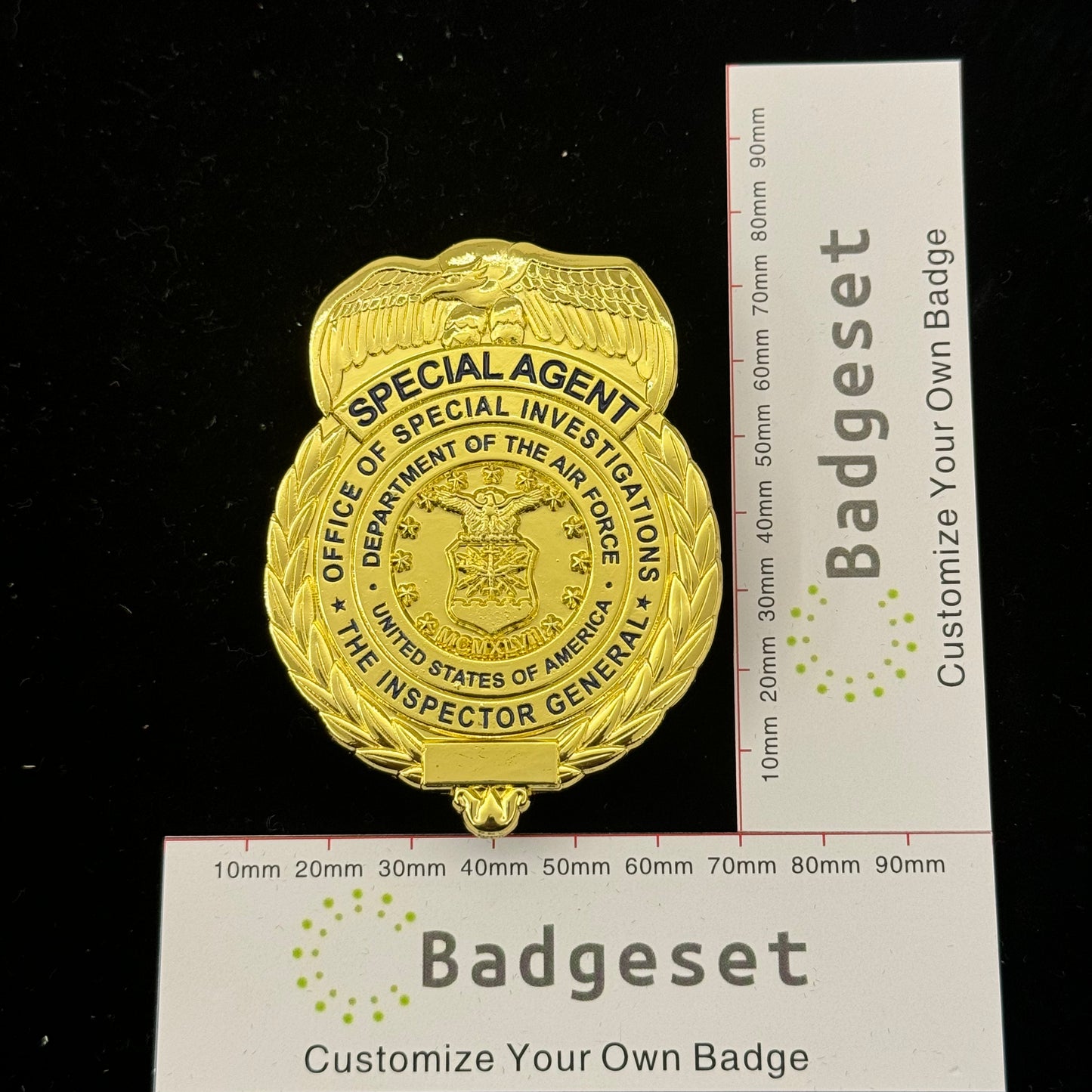 US AFOSI/OSI Air Force Office of Special Investigations Special Agent Badge Replik Filmrequisiten Anpassbare Nummer