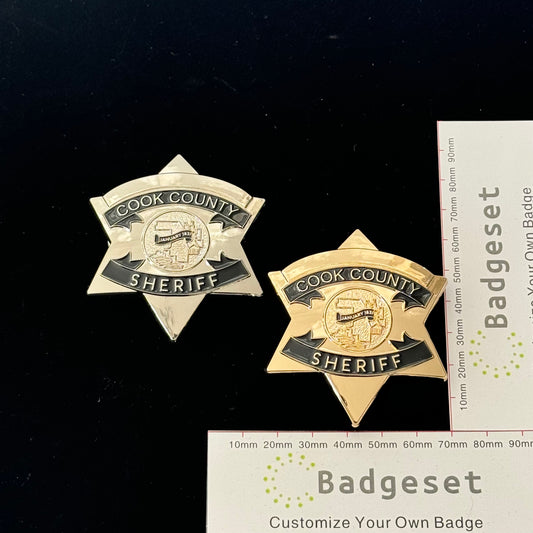 CCSO Cook County Sheriff Star Gold Badge Customizable Number Moive Props