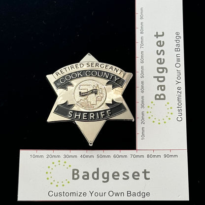 CCSO Cook County Sheriff Star Gold Badge Customizable Number Moive Props