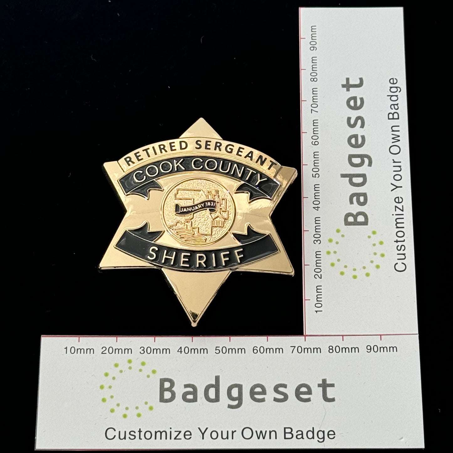 CCSO Cook County Sheriff Star Gold Badge Customizable Number Moive Props