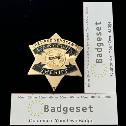 CCSO Cook County Sheriff Star Gold Badge Customizable Number Moive Props