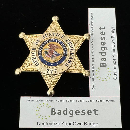 US OFFICE OF JUSTICE PROGRAMS 777 ABZEICHEN Replika Filmrequisiten