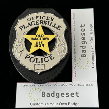 Officer Placerville Polizei Old Hangtown EST.1854 Abzeichen Anpassbare Nummer
