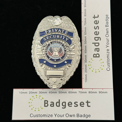 PRIVATE SECURITY Three stars badge Movie Props Customize Number