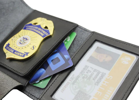 Halter/Holster/Geldbörse aus echtem Leder für Polizeiabzeichen und Ausweise in verschiedenen Größen