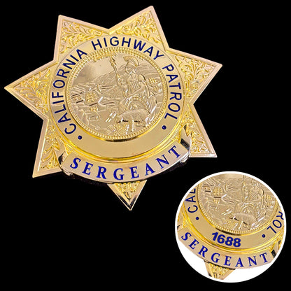 US CHP Sergeant highway patrol Badge Replica Movie Props Customizable Number