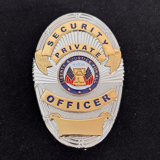 Liberty &amp; Justice For All Private Security Officer Badge Replika Filmrequisiten Anpassbare Nummer