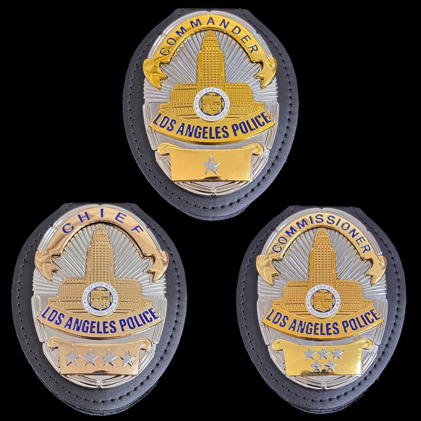 3 LAPD Los Angeles Polizeiabzeichen-Set, Replika-Filmrequisiten
