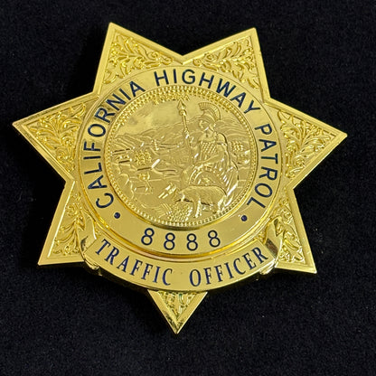 US Traffic Officer CHP Badge Replica Movie Props Customizable Number