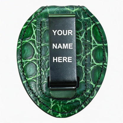 Personalized Genuine Leather Oval Police Badge Holder - SP001 Case with Belt Clip & Neck Chain