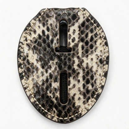 Personalized Genuine Leather Oval Police Badge Holder - S004 Case with Belt Clip & Neck Chain