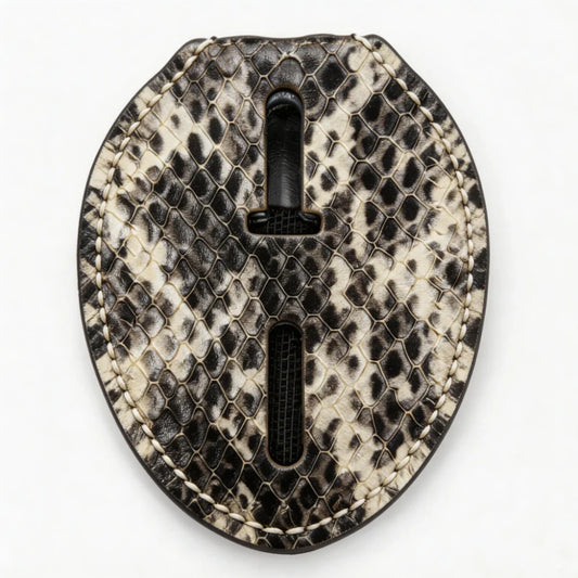 Personalized Genuine Leather Oval Police Badge Holder - S004 Case with Belt Clip & Neck Chain