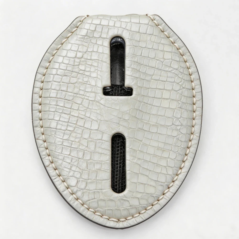 Personalized Genuine Leather Oval Police Badge Holder - L004 Case with Belt Clip & Neck Chain