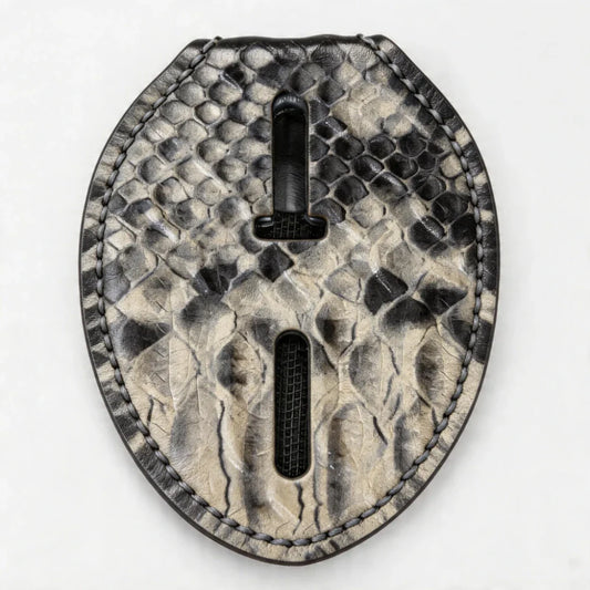 Personalized Genuine Leather Oval Police Badge Holder - P011 Case with Belt Clip & Neck Chain