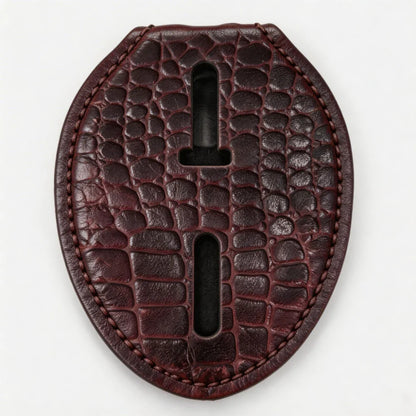 Personalized Genuine Leather Oval Police Badge Holder - C002 Case with Belt Clip & Neck Chain