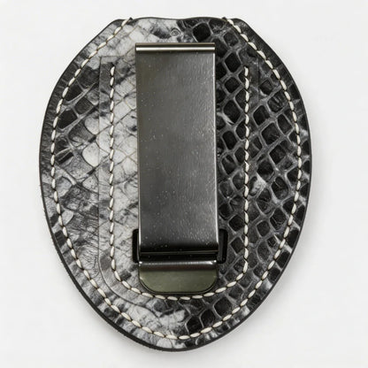 Personalized Genuine Leather Oval Police Badge Holder - P001 Case with Belt Clip & Neck Chain