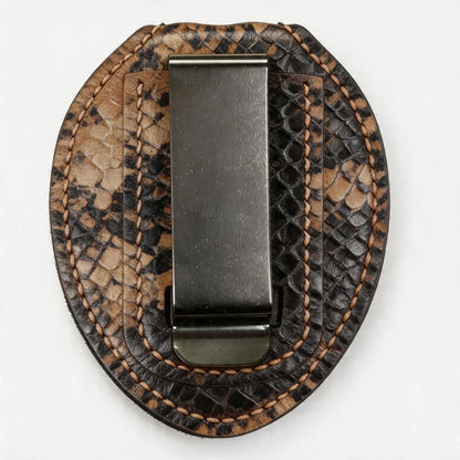 Personalized Genuine Leather Oval Police Badge Holder - P006 Case with Belt Clip & Neck Chain
