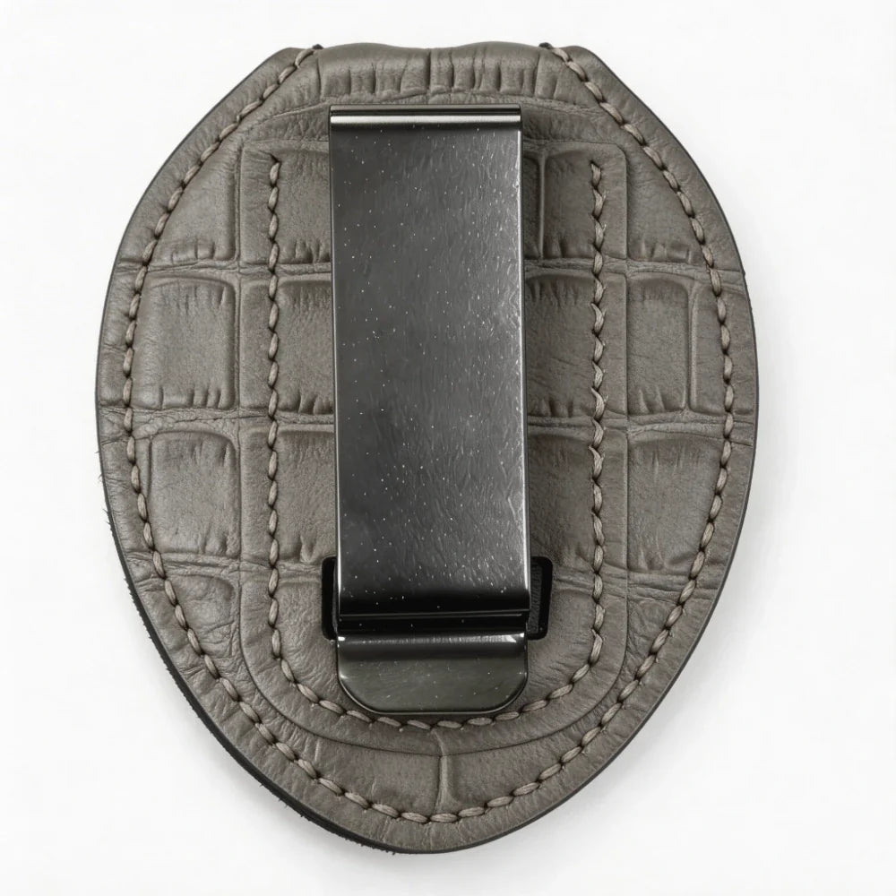 Personalized Genuine Leather Oval Police Badge Holder - B007 Case with Belt Clip & Neck Chain