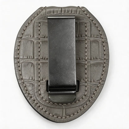 Personalized Genuine Leather Oval Police Badge Holder - B007 Case with Belt Clip & Neck Chain
